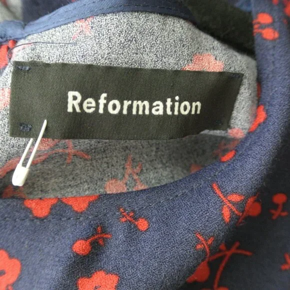 NEW Reformation Zelda Anaheim Poppy Midi Long Sleeve Slit Dress size 8 #1539 - Picture 12 of 13